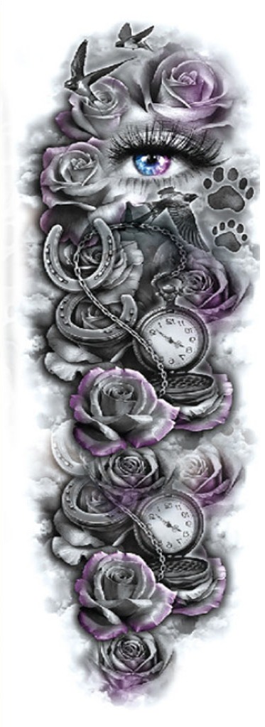 Hình Xăm Dán Kín Tay Con Mắt Phong Cách Âu (17x48cm)