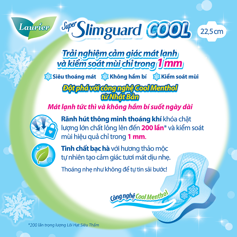 Băng Vệ Sinh Siêu Mỏng Mát Lạnh 22,5Cm Laurier 16 Miếng