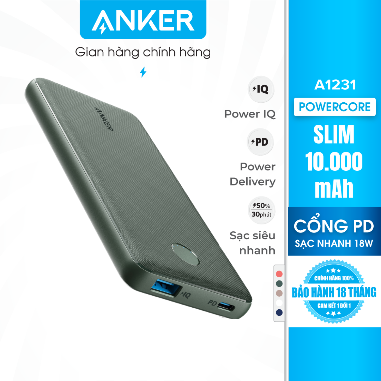 Sạc dự phòng ANKER PowerCore Slim PD 10000mAh - A1231