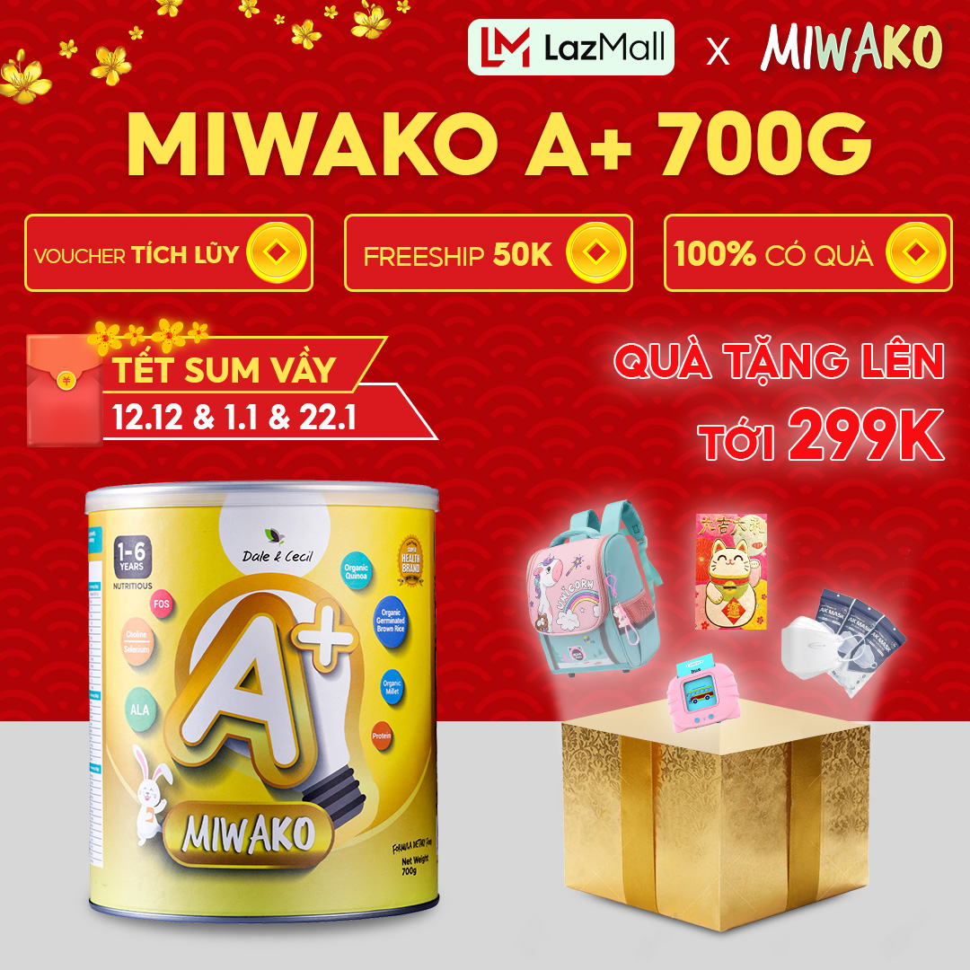 Sữa Thực Vật Hữu Cơ Vị Vani Miwako A+ 700g Cho Trẻ Từ 1 - 6 Tuổi