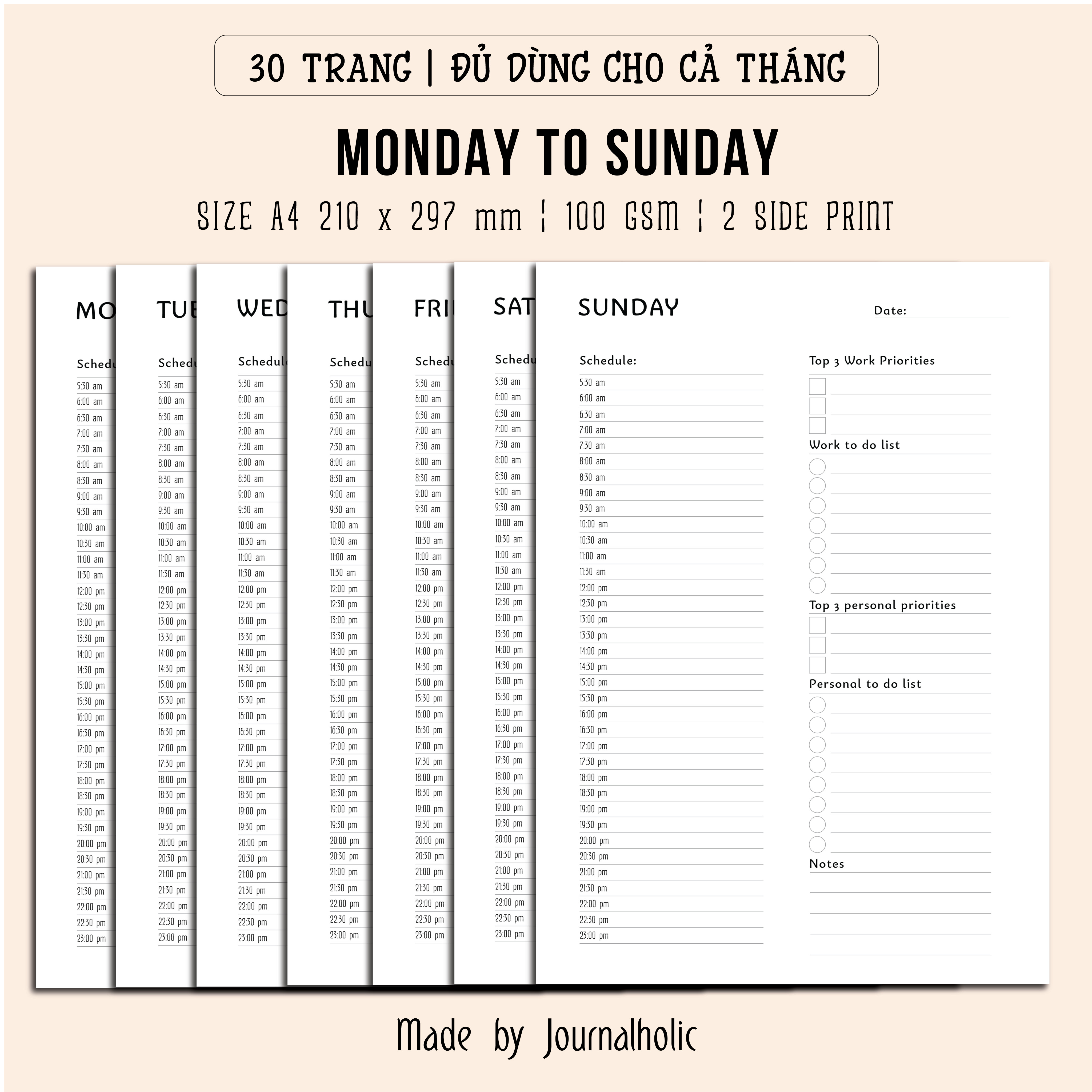 Template Monthly Planner - Journalholic