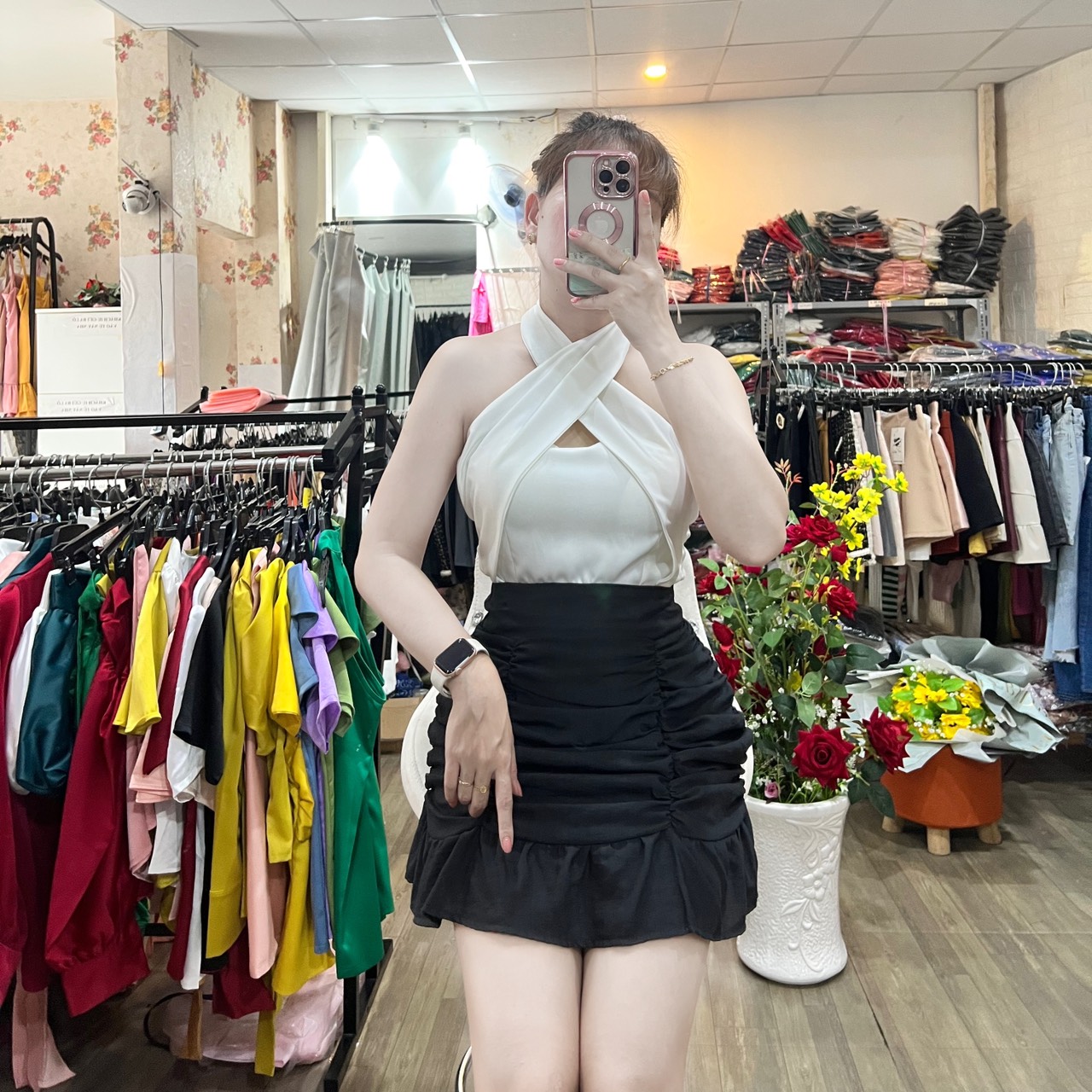 [HCM]HÌNH THẬT ÁO KATE LỤA CỔ CHÉO CÚP NGỰC NHIỀU SIZE