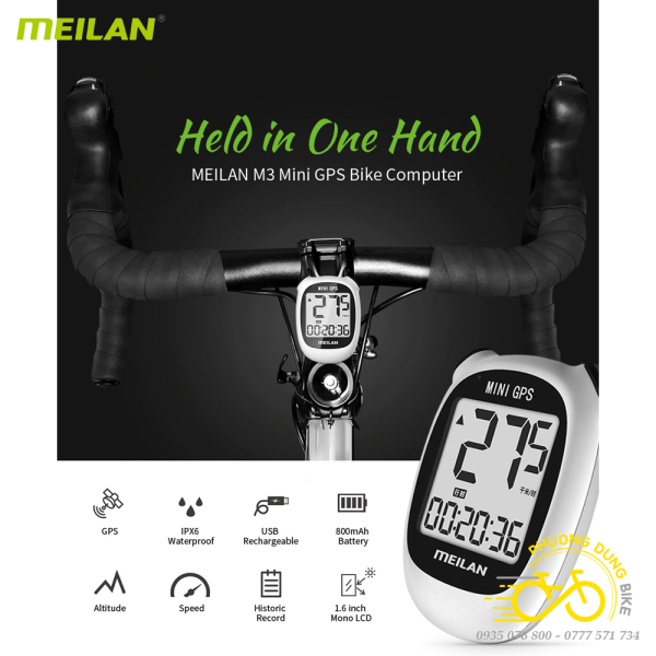 Đồng hồ đo tốc độ xe đạp định vị vệ tinh GPS MEILAN Mini M3