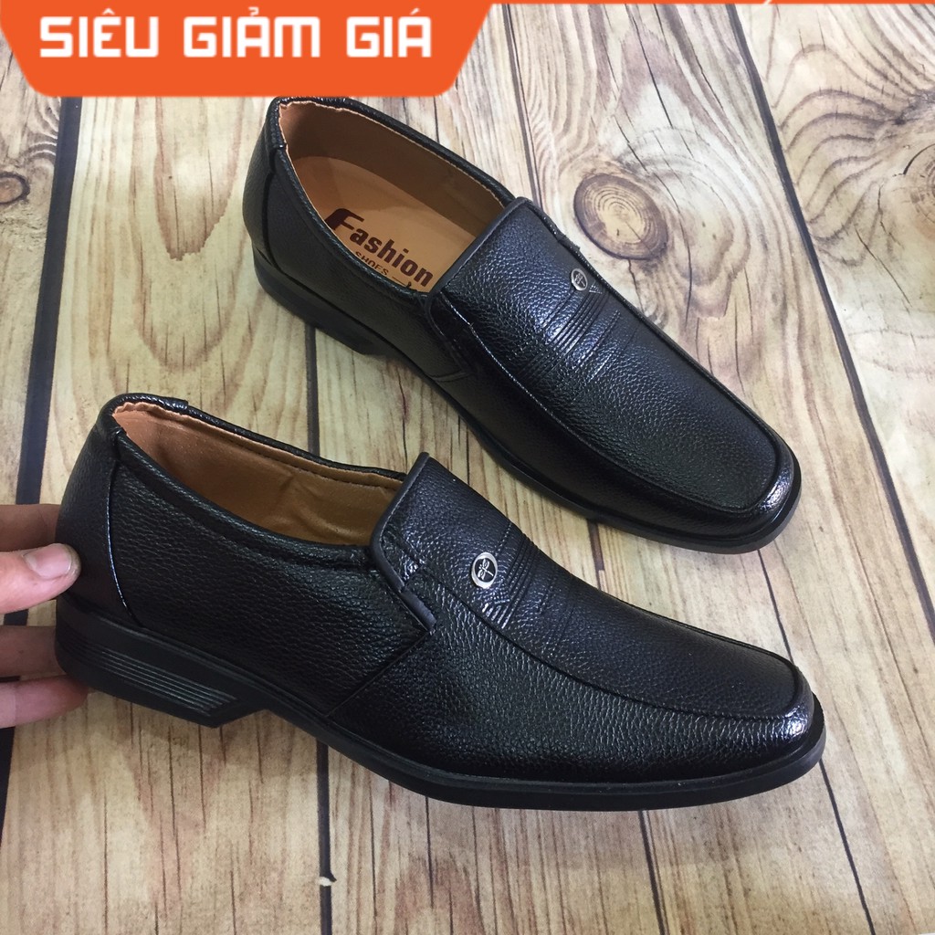 Giày NAM trung niên da mềm may đế đen