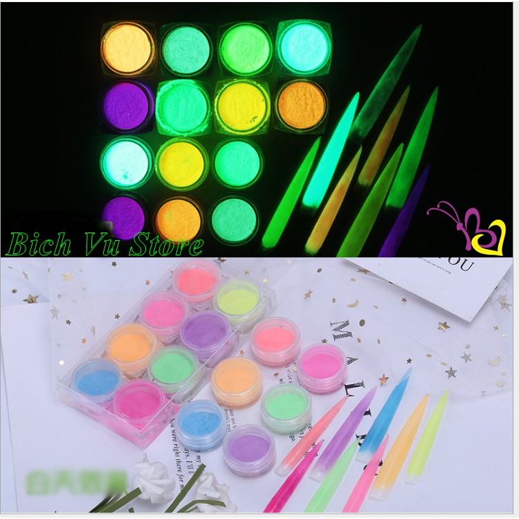 [HCM]Set 12 hủ bột ánh dạ quang móng tay sản phẩm chất lượng đảm bảo an toàn sức khỏe người dùng vui lòng inbox để shop tư vấn thêm