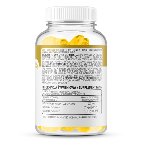 [HCM]Viên Dầu Cá + Vitamin A D Ostrovit Cod Liver 60 Viên