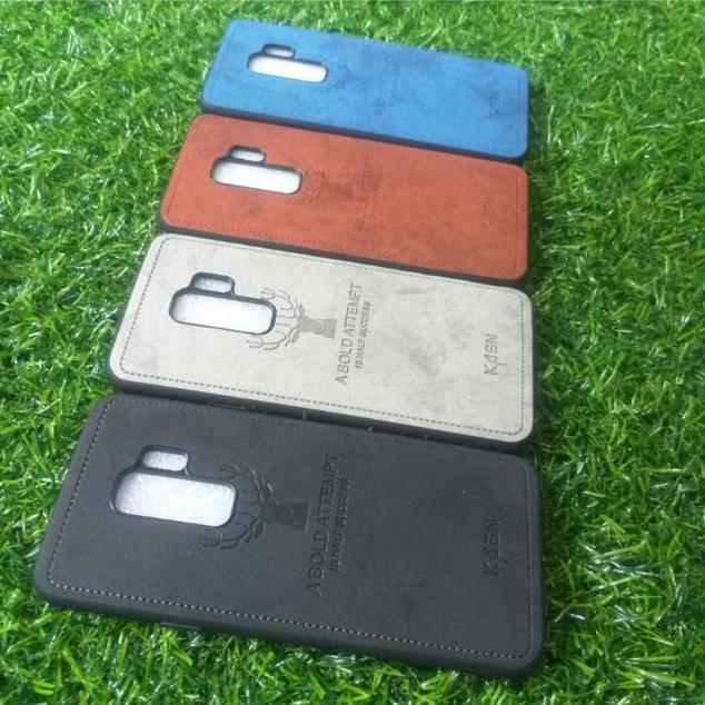 Ốp Lưng Samsung S9 PLus Vân Da Khắc Hình Nai Viền Chỉ (Full Màu)