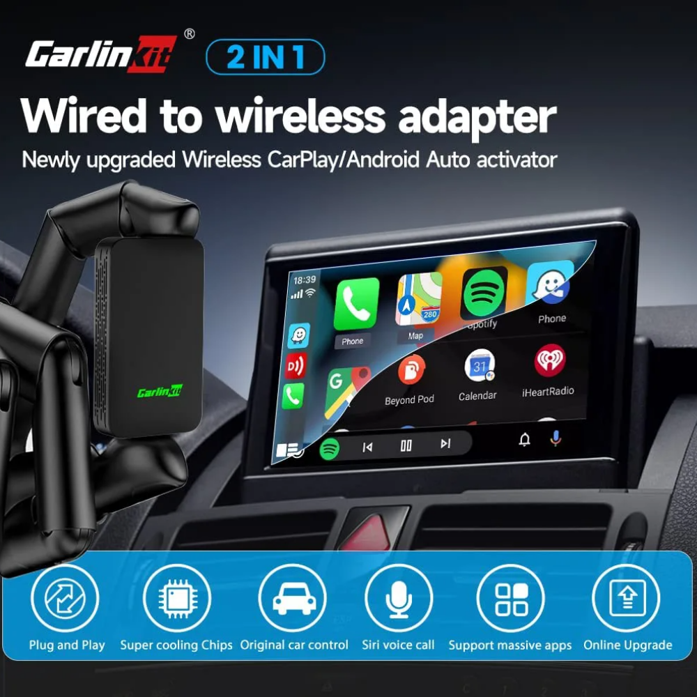 CARPLAY VÀ ANDROID AUTO KHÔNG DÂY CARLINKIT 5.0 2AIR
