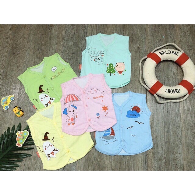 Áo gile cotton 2 lớp cho bé từ 3-10kg