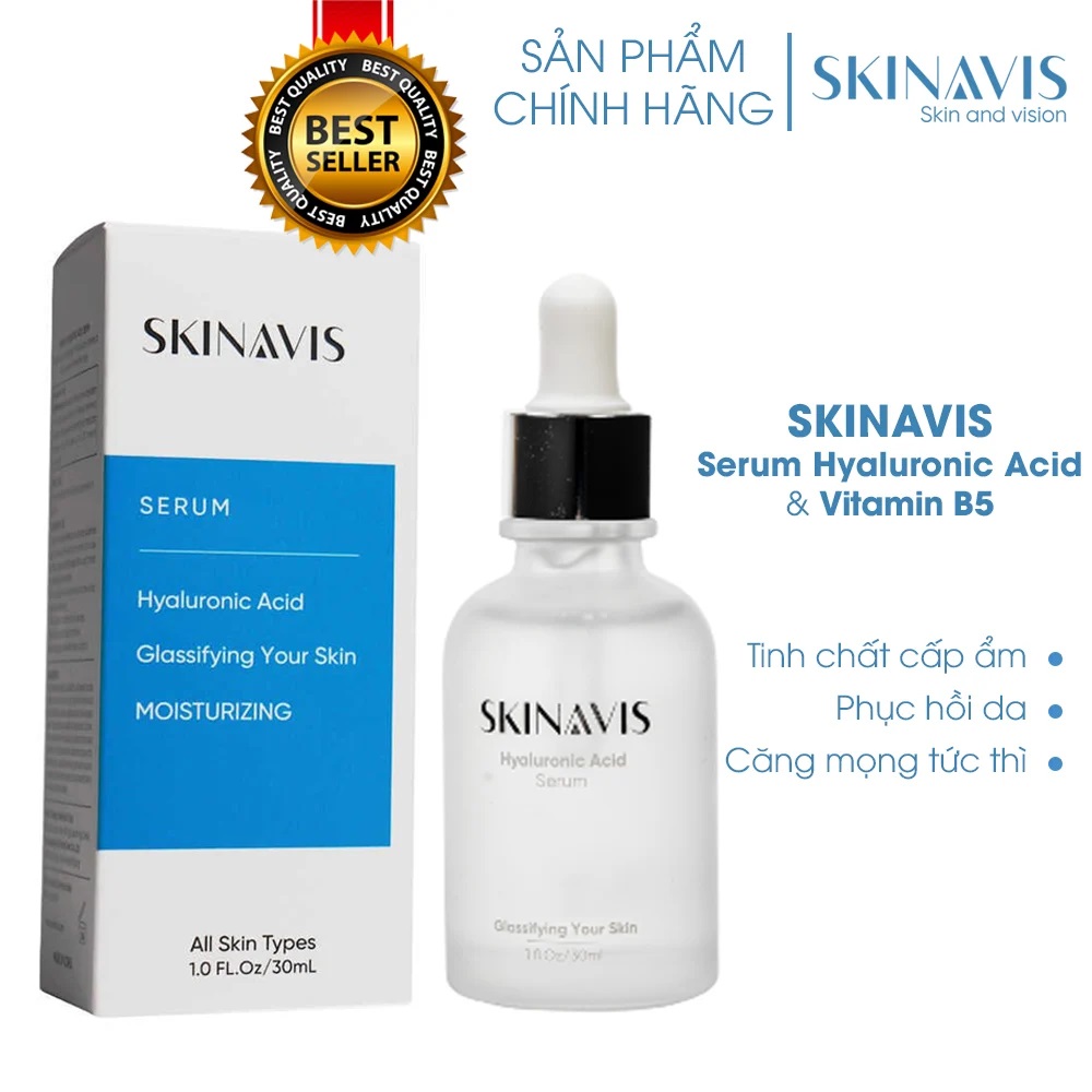 Tinh Chất Cấp Ẩm Phục Hồi SKINAVIS Hyaluronic Acid & Niacinamide + B5 giúp cấp ẩm và phục hồi da hiệu quả, cho làn da căng mịn rõ ngay sau khi dùng