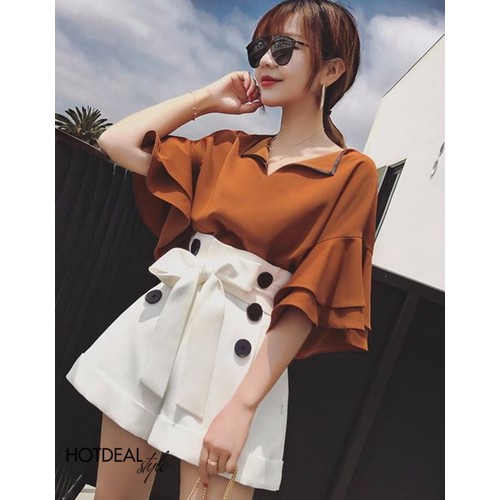 [HCM]Áo kiểu tay loe cổ bé