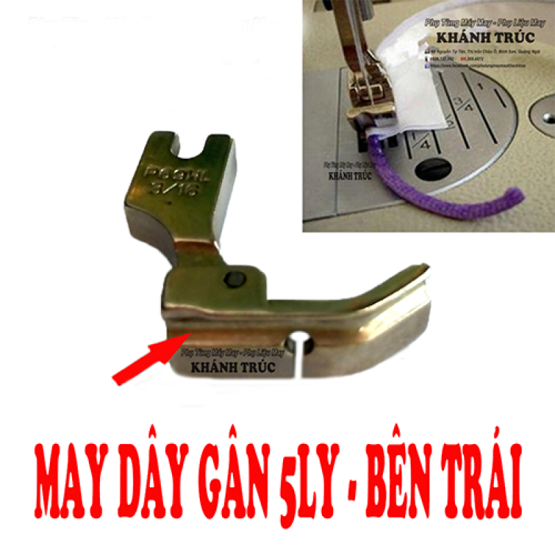 Chân vịt may dây gân 5ly bên trái máy may công nghiệp 1kim
