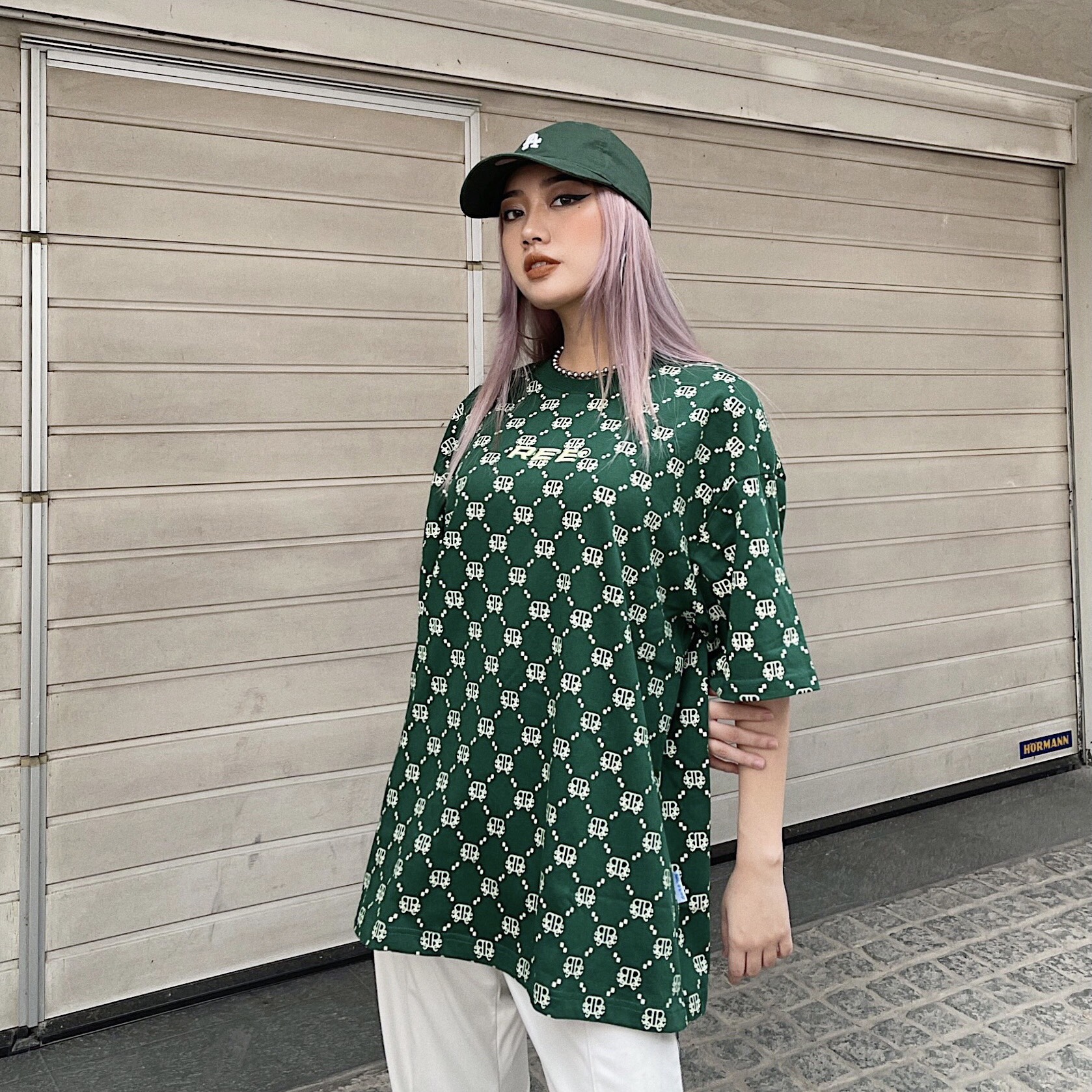 LOCAL BRAND REE - ÁO THUN DIAMOND MONOGRAM MÀU XANH