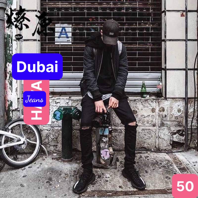QUẦN JEAN NAM CHẤT BÒ ĐEN RÁCH GỐI NHẬT BẢN HOT NHẤT THU ĐÔNG HÈ BD-50 CAO CẤP 1hitshop - DUBAI FASHION