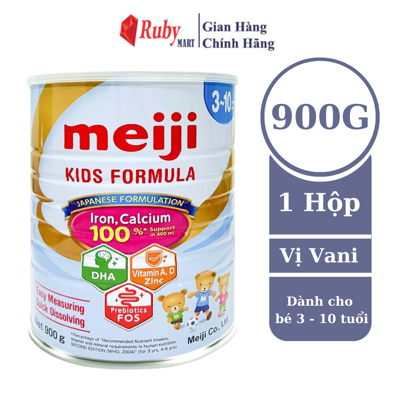 Sữa bột meiji kids formula nhập khẩu cho bé 3 -10 tuổi lon 900g