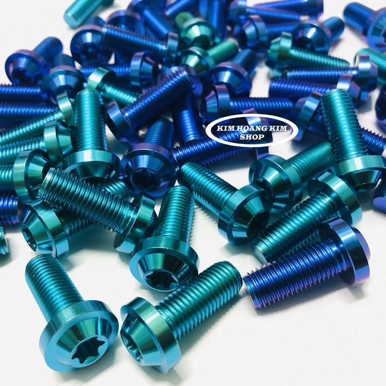 2 ỐC TITANIUM GR5 10li25 gắn heo dầu Exciter 135, 150,Sirius...(Xanh Tím,Xanh lục)