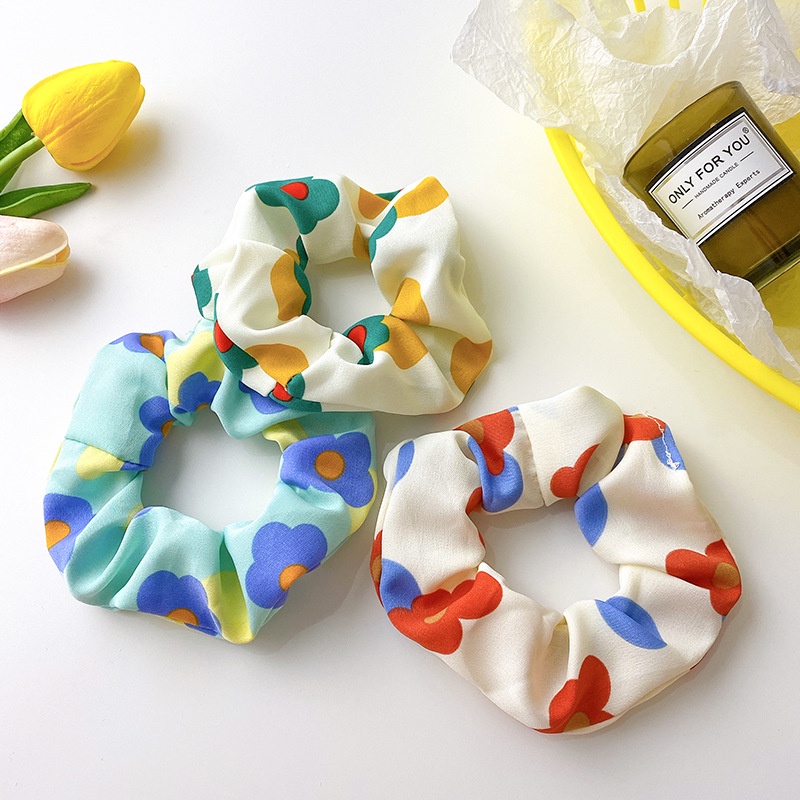 Dây cột tóc vải scrunchies hoa mai thời trang