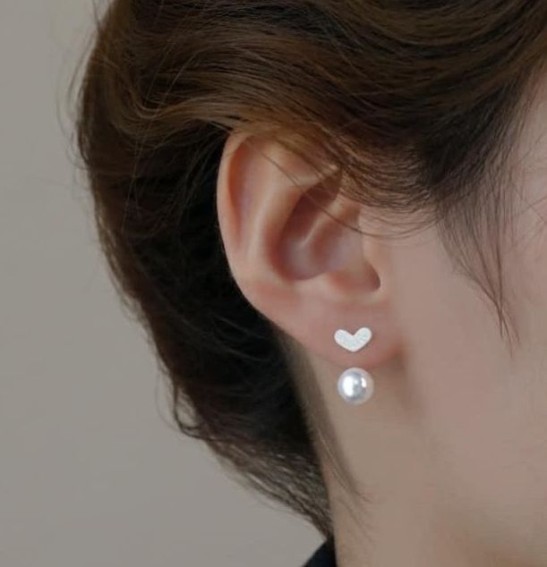 Earrings Pearl genuine freshwater border frame silver TA standard swell-committed real pearl silver standard