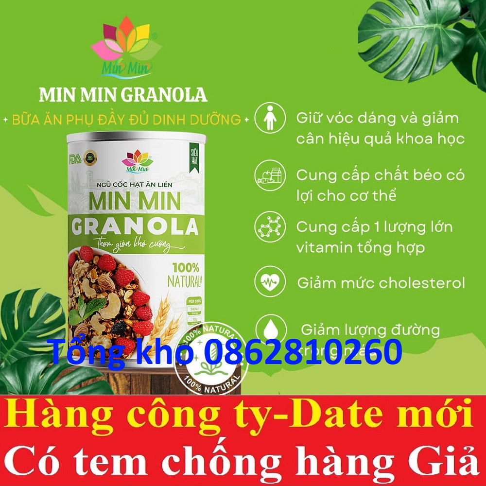 ngũ cốc hạt ăn liền min min minmin granola [hộp 500gram]
