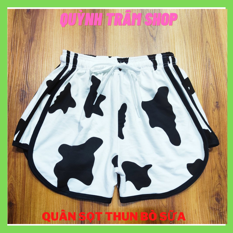 Quần sọt thun nữ hình bò sữa hot