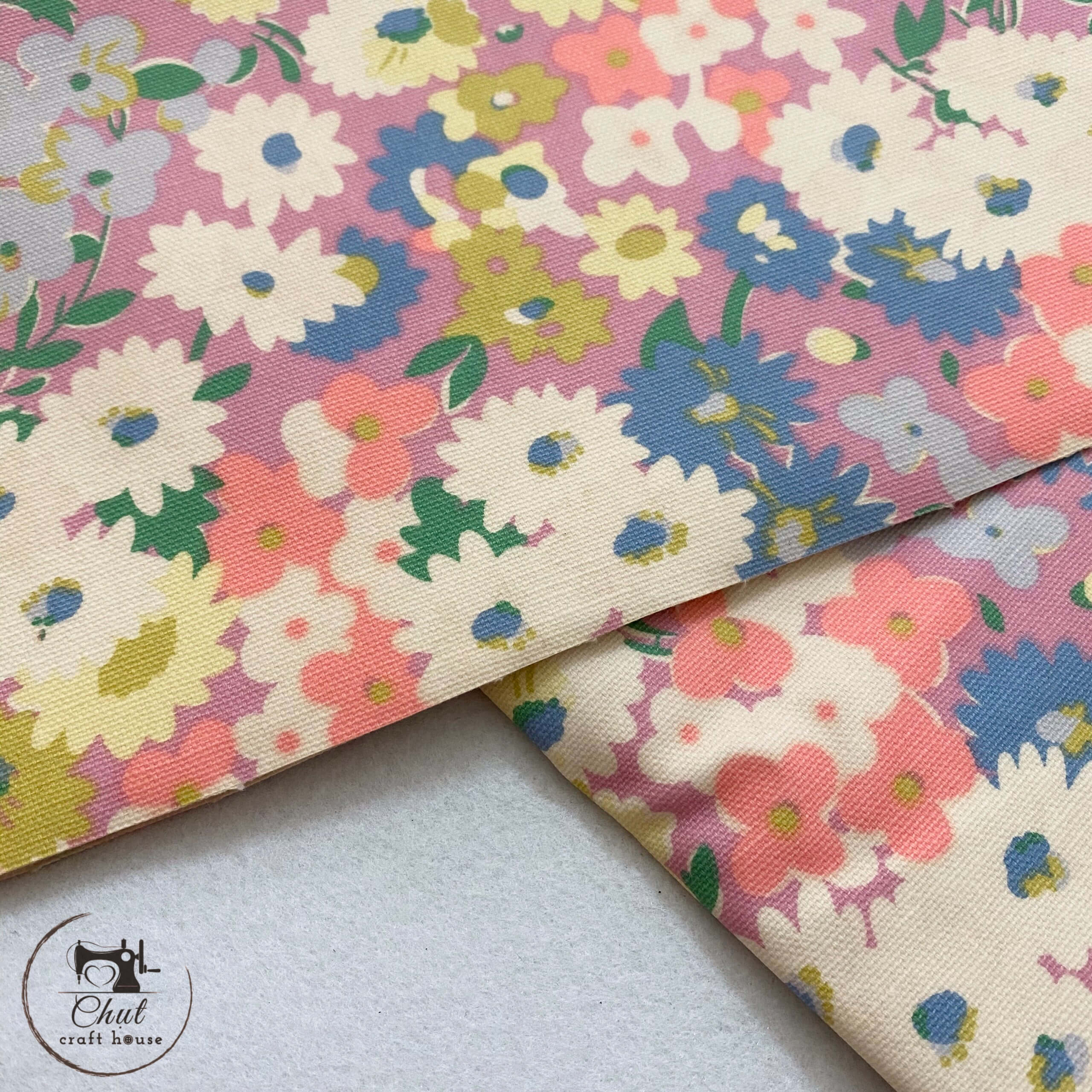 Vải may túi PVC hoa vintage