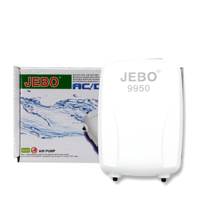 Máy sủi oxy chạy pin sạc jebo 9950 dùng đc khi cúp điện cho hồ cá cảnh - chỉ máy oxy