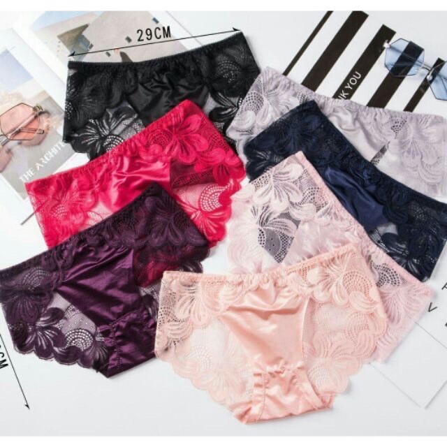 [HCM]QUẦN LÓT REN PHỐI SATIN LỤA CAO CẤP COMBO 5 CÁI