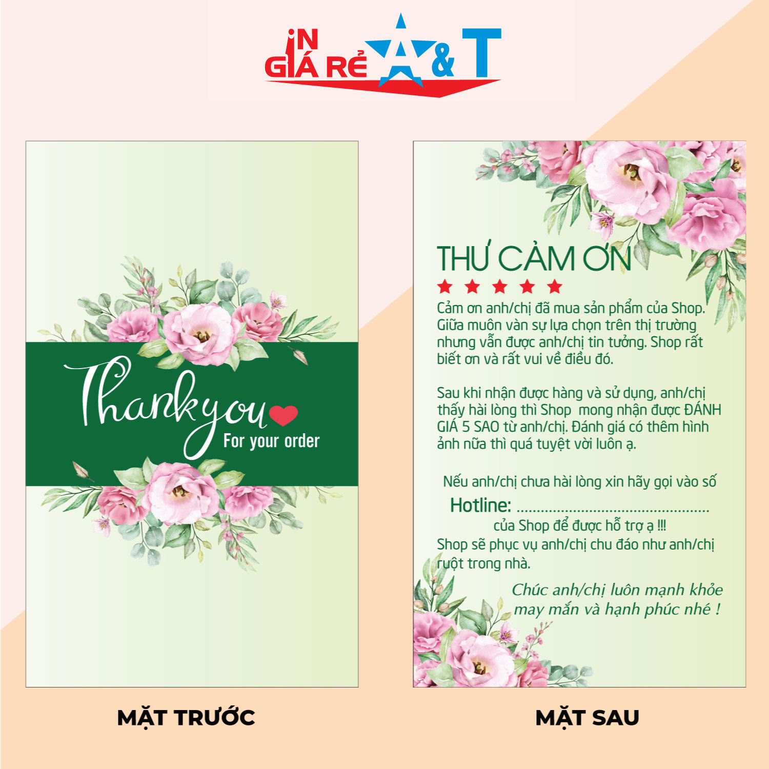 Thiệp cảm ơn khách hàng - thẻ cảm ơn - 100 cái