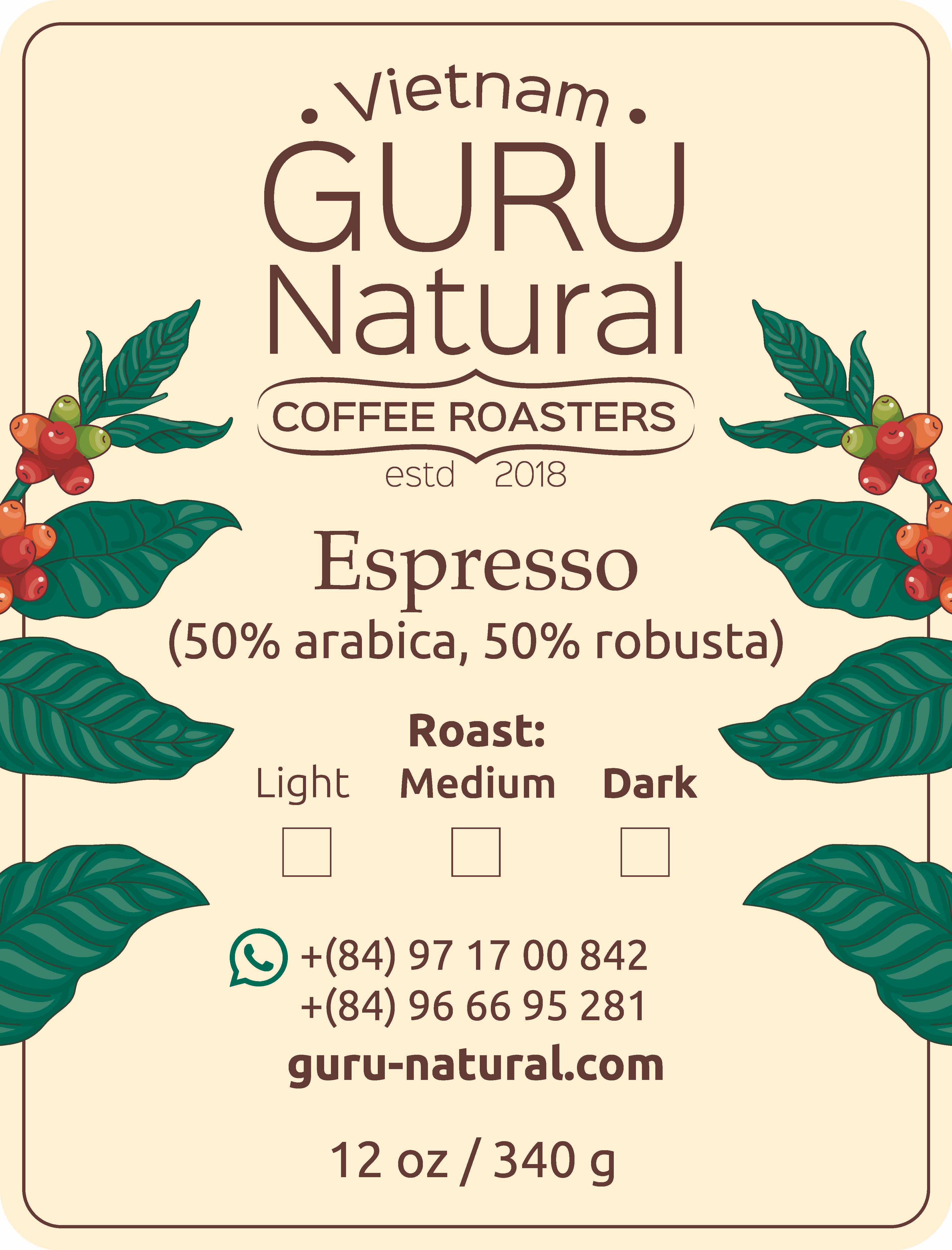 Espresso Blend 50/50. GURU Natural Coffee