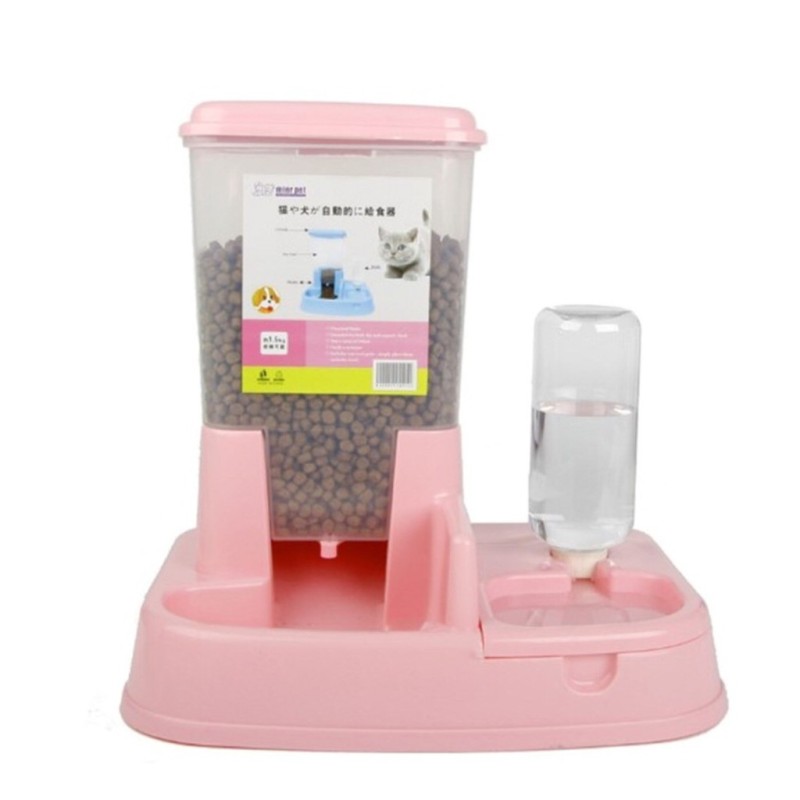 Combo khay cấp thức ăn và bình tiếp nước uống tự động cho chó mèo