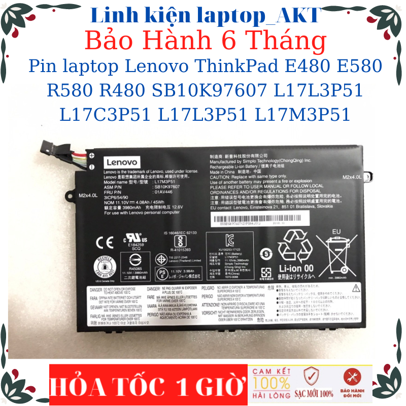 Pin laptop lenovo thinkpad e480 e580 r580 r480 sb10k97607 l17l3p51 l17c3p51 l17l3p51 l17m3p51