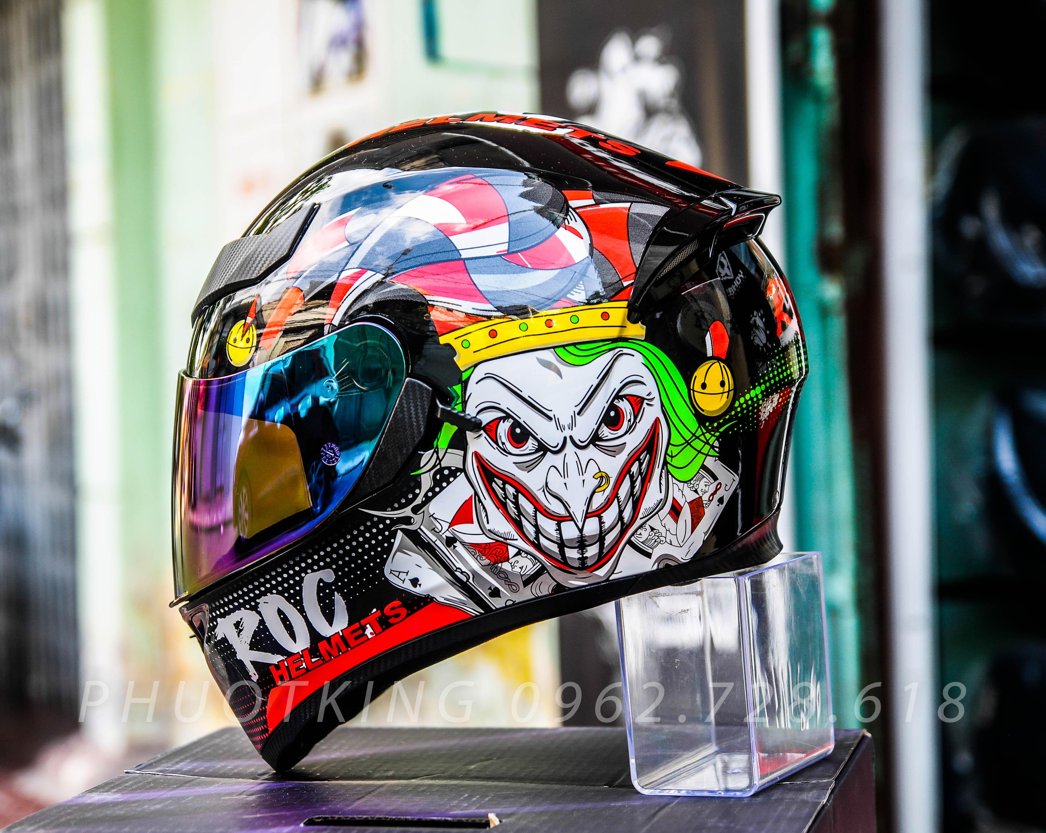 [ Tặng găng 100k] Nón bảo hiểm fullface ROC 05 2 kính tem Joker