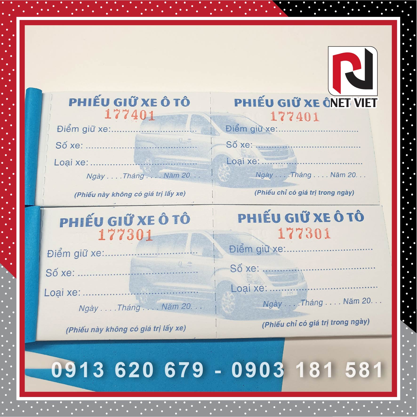 [HCM][Giá Siêu Rẻ] Phiếu Giữ Xe Oto Cùi Vé Giữ Xe Oto (1 Xấp = 10 Cuốn)