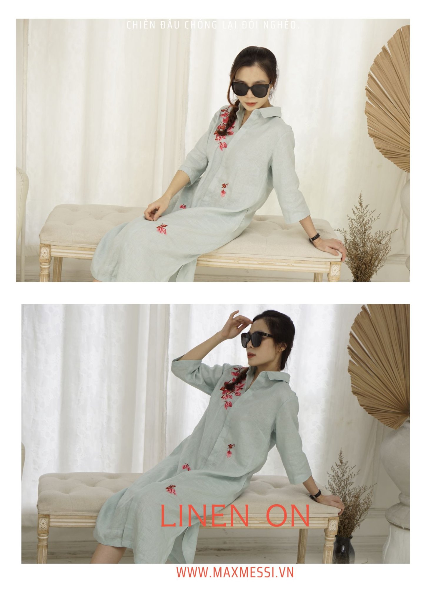 Đầm linen thêu tay ANGELA - MaxMessi
