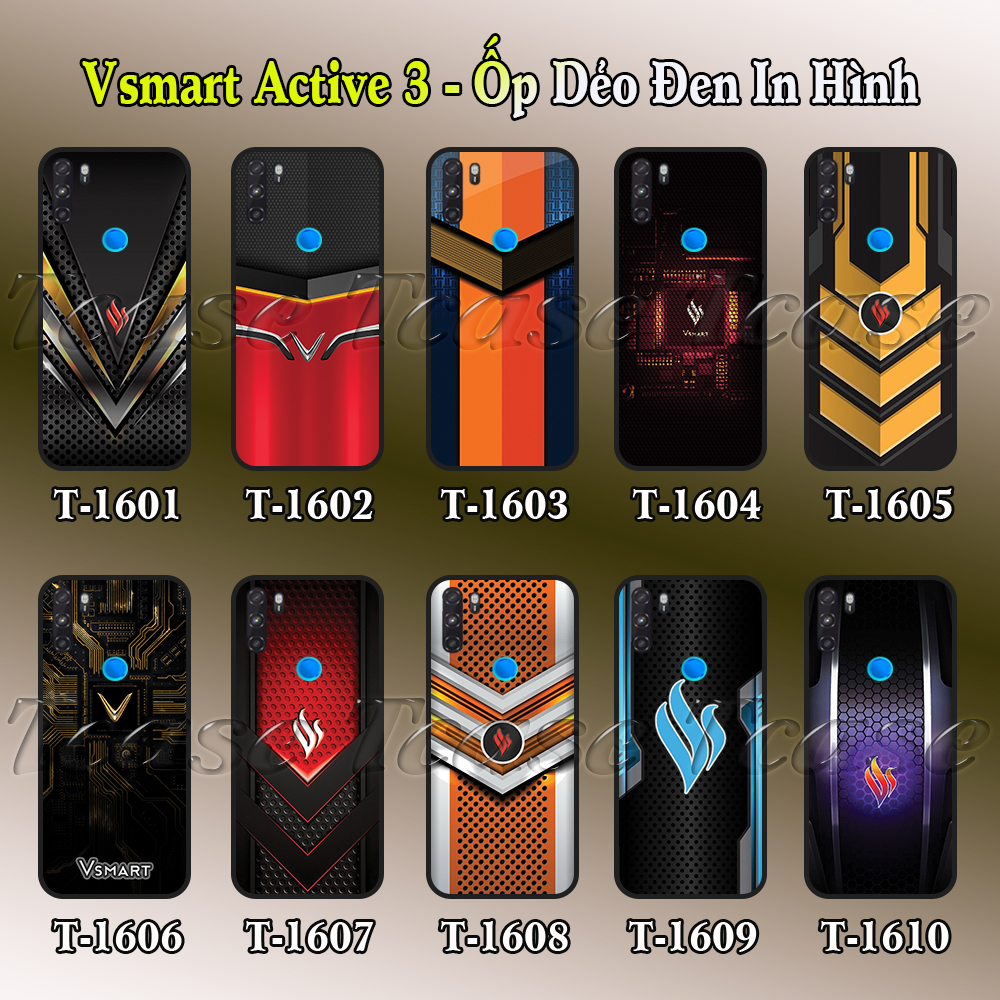 Ốp lưng Vsmart Active 3 dẻo đen in hình BST Vsmart và Công nghệ