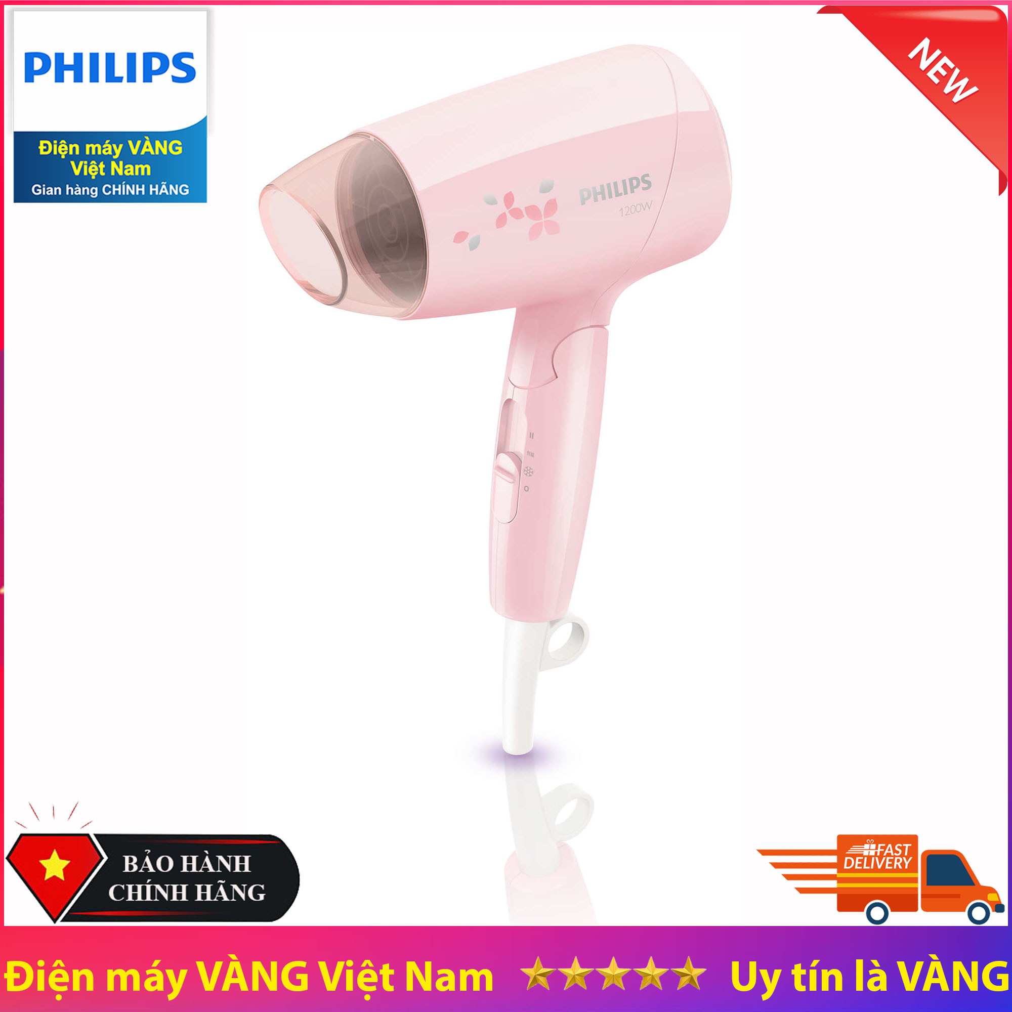Máy sấy tóc Philips BHC010 (Hồng) - Hàng nhập khẩu
