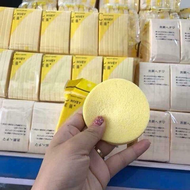 [HCM]Gói bông mút rửa mặt bọt biển Chivey (Gói 12 miếng)