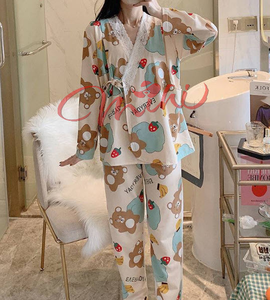 Bộ đồ bầu, đồ bộ Sau sinh cho con bú ti KIMONO - Quần áo bà bầu mặc nhà mùa hè, thu đông cho mẹ - Bộ ngủ bầu kiểu thời trang chất cotton đẹp giá rẻ - Bộ bầu dài tay Bigsize, cỡ lớn