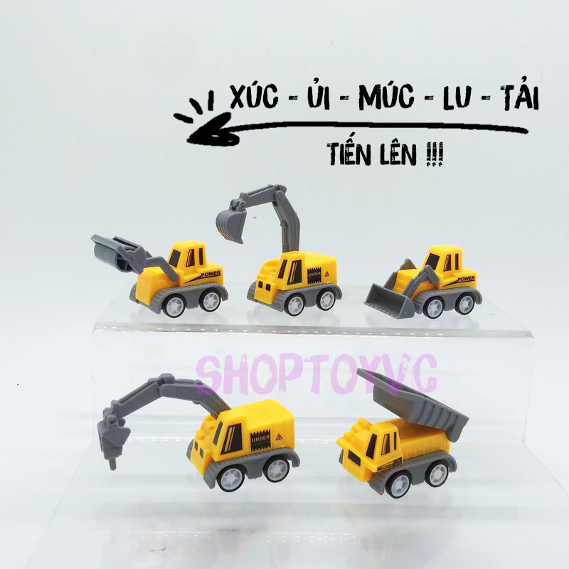 Combo 5 Chiếc Xe Đồ Chơi Công Trình Mini Động Cơ Dây Cót