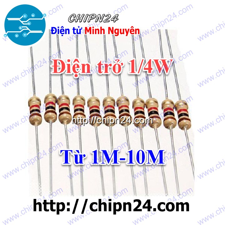 Điện Trở 1/4W 5% (1M 1M5 2M 2M2 3M 3M3 4M7 5M6 6M8 7M5 8M2 10M) - [Chọn Loại]