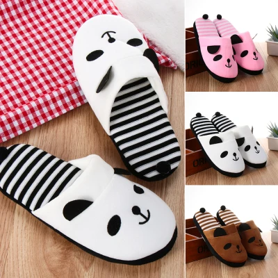 5210BIYU Fashion Stripe Xmas Gift Cartoon Panda Home Shoes Indoor Slippers Bedroom Winter Slippers