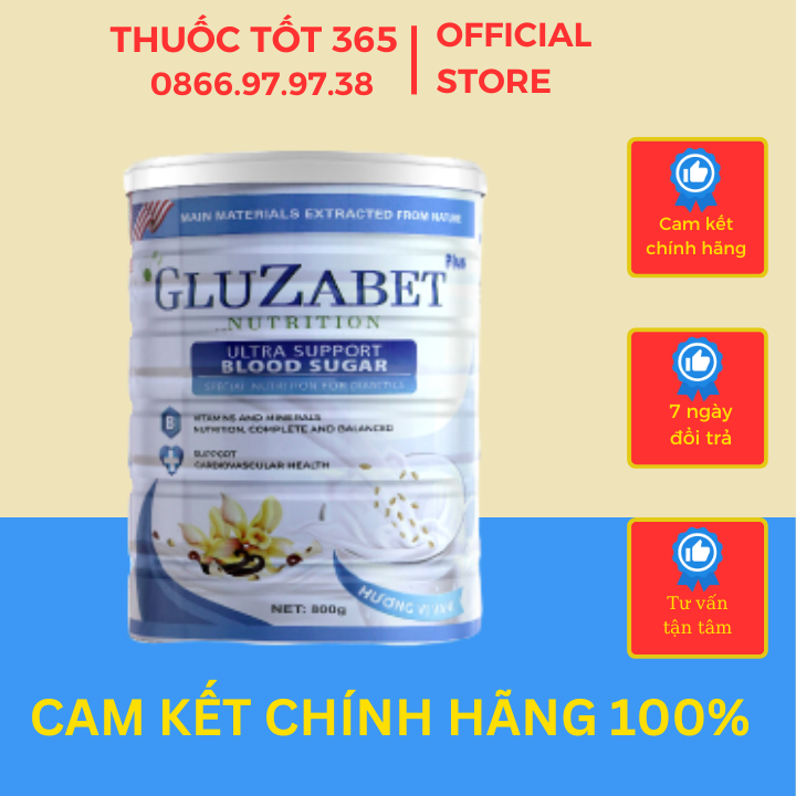 Sữa hạt tiểu đường gluzabet 650g mới - sữa chuyên dùng cho người tiểu đường, ổn định đường huyết
