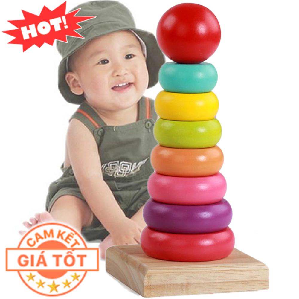 Đồ Chơi Tháp Cầu Vồng Gỗ 7 Vòng Size Lớn Cho Bé