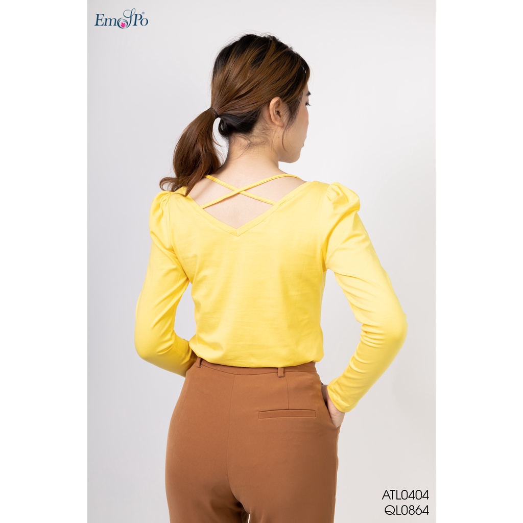 Áo Thun Cổ Tim, Dây Đan Thân Sau Emspo Atl0404