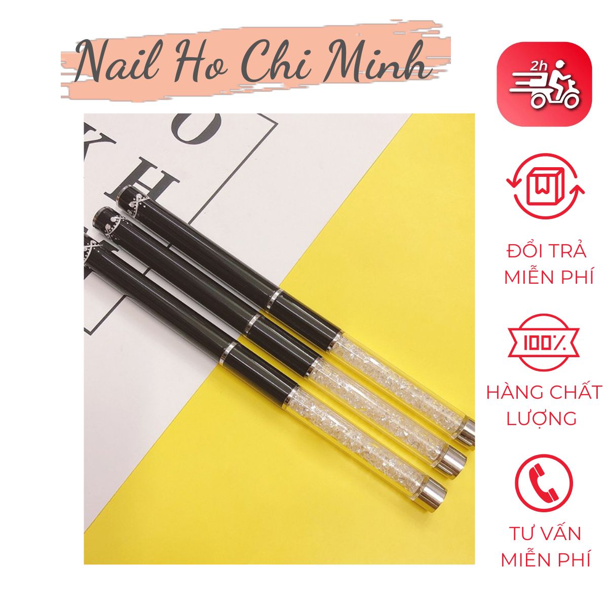 [HCM]Cọ Nét Cán Đá Cao Cấp 3 Size (5mm 9mm 11mm) - Cọ vẽ nail chuyên dụng (có bán từng chiếc)