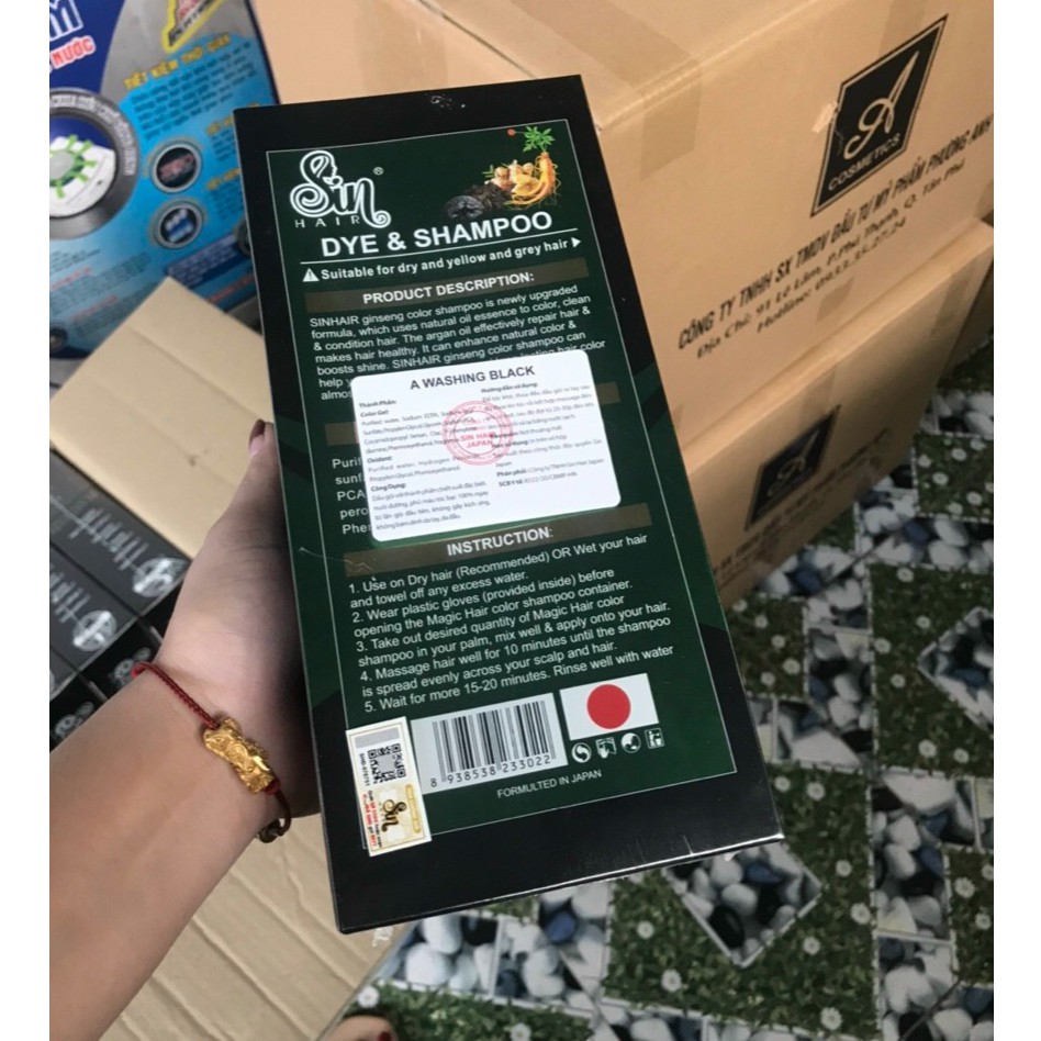 [HCM]Dầu Gội Thảo Dược Phủ Tóc Bạc Nhân Sâm Sin Hair 500ml