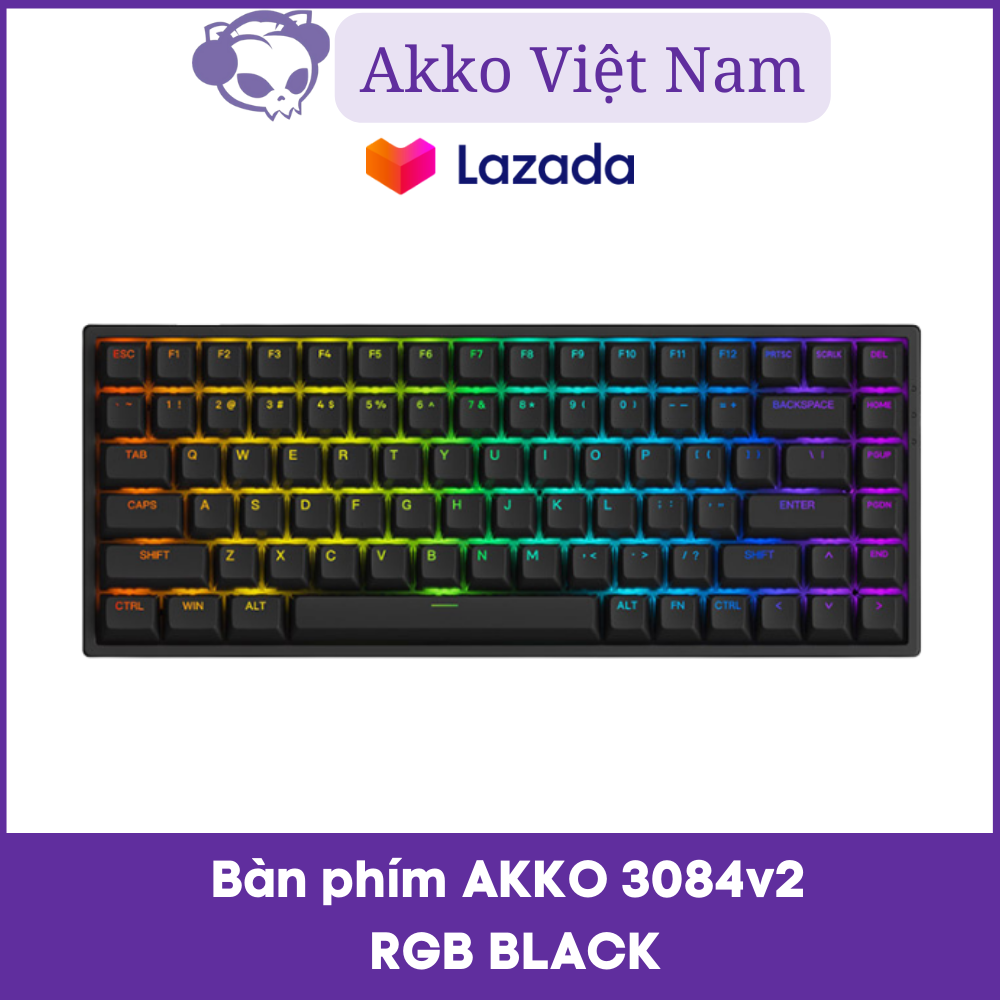 Bàn phím cơ AKKO 3084 v2 RGB – Black (Foam tiêu âm / Hotswap / AKKO CS Jelly switch)