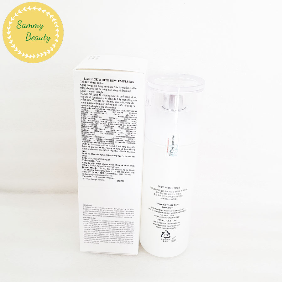 (TEM CHÍNH HÃNG) Sữa dưỡng trắng da Laneige White Dew Emulsion 100Ml