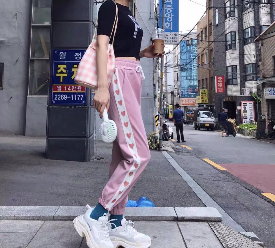 [HCM]Quần Nỉ Jogger Nữ Phối Tim