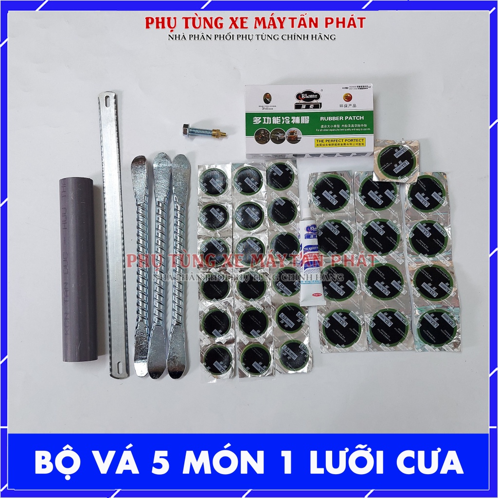 Bộ Vá Ruột - Săm Xe Máy Xe Đạp 5 Món (Miếng Vá Tròn)